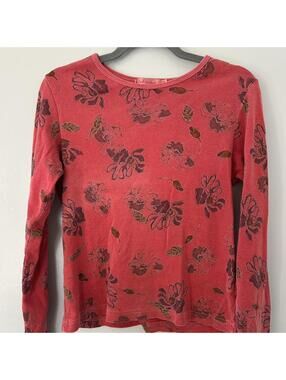 Vintage red floral long sleeve top